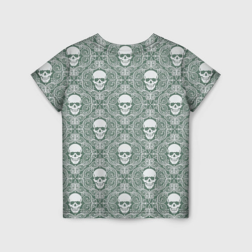 Детская футболка Уэнсдэй на фоне черепков / 3D-принт – фото 2