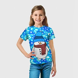 Футболка детская Снеговик в шапке, цвет: 3D-принт — фото 2