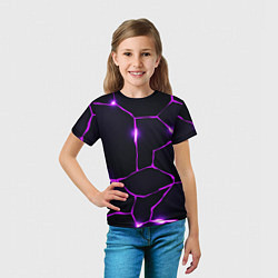 Футболка детская Фиолетовые неоновые трещины, цвет: 3D-принт — фото 2