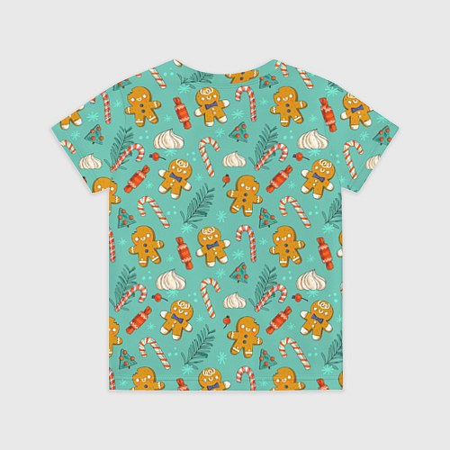 Детская футболка Новогодний паттерн с печеньем и конфетами / 3D-принт – фото 2