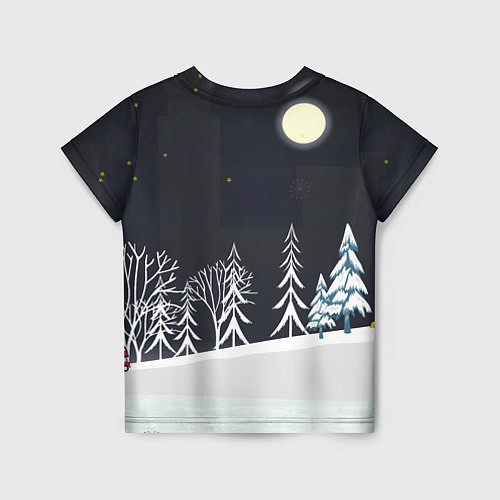 Детская футболка Зайчик с сердечком в ночном лесу / 3D-принт – фото 2