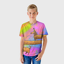 Футболка детская Очень-очень длинная такса, цвет: 3D-принт — фото 2