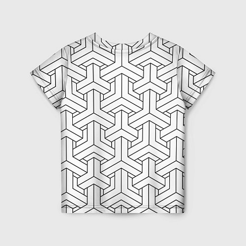 Детская футболка Мозаичный чёрно-белый паттерн / 3D-принт – фото 2