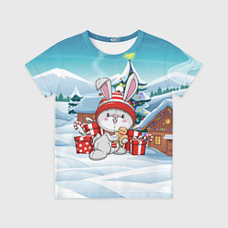 Футболка детская Зайка с подарками - новый год, цвет: 3D-принт