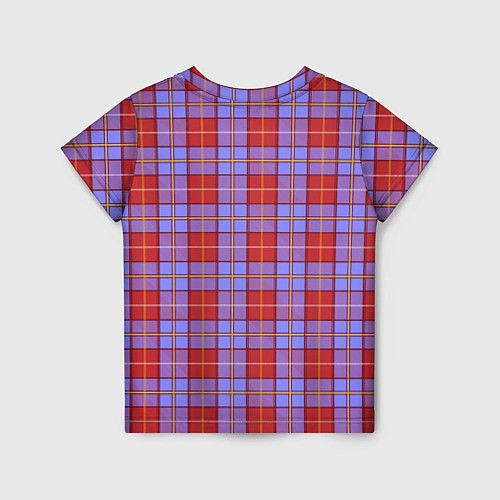 Детская футболка Ткань Шотландка красно-синяя / 3D-принт – фото 2