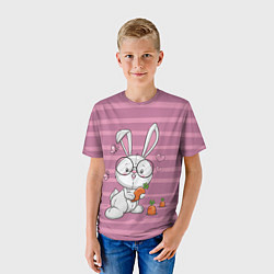 Футболка детская Зайка в очках с морковкой, цвет: 3D-принт — фото 2