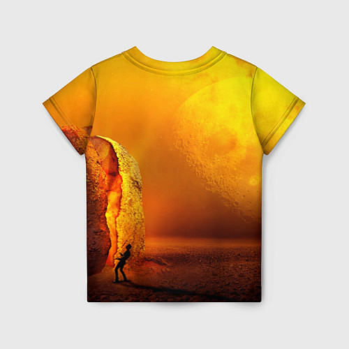 Детская футболка Оранжевый космос и луна / 3D-принт – фото 2