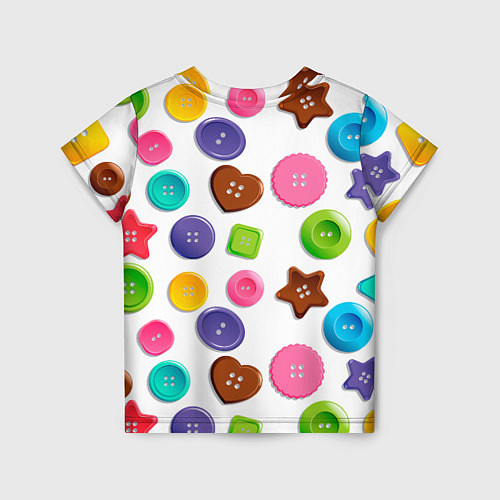 Детская футболка Разноцветные пуговицы - паттерн / 3D-принт – фото 2