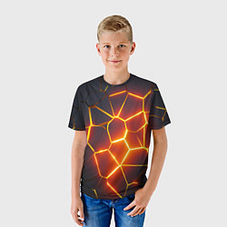 Футболка детская Огненные трещины, цвет: 3D-принт — фото 2