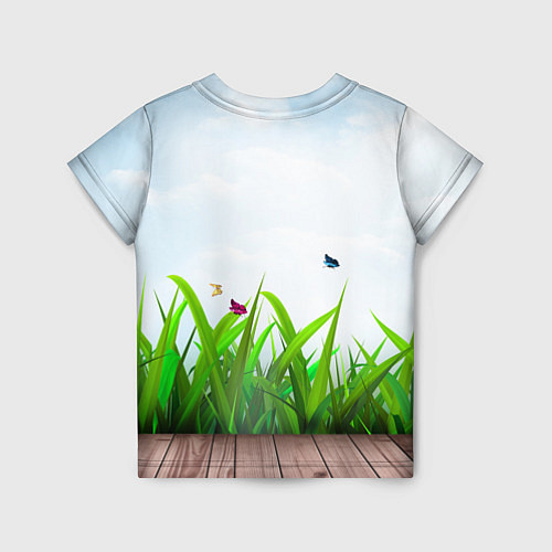 Детская футболка Летняя трава и бабочки / 3D-принт – фото 2