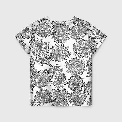 Детская футболка Цветы хризантемы: линейный рисунок / 3D-принт – фото 2