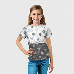 Футболка детская Снежинки ч-б, цвет: 3D-принт — фото 2