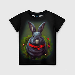 Детская футболка Черный водяной кролик с ленточкой
