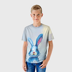 Футболка детская Синий кролик на фоне неба, цвет: 3D-принт — фото 2