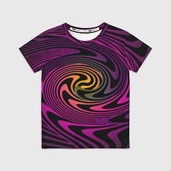 Футболка детская Бордово черный абстрактный узор спираль, цвет: 3D-принт