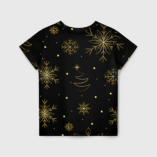 Детская футболка Золотые снежинки на темном фоне / 3D-принт – фото 2