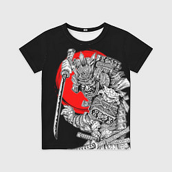 Футболка детская Самурай с мечом на черном фоне, цвет: 3D-принт