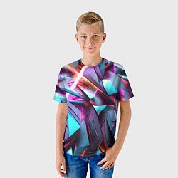 Футболка детская Осколки голубовато-металлические, цвет: 3D-принт — фото 2