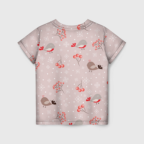 Детская футболка Птицы снегири и зимние ягоды / 3D-принт – фото 2