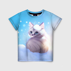 Футболка детская Заснеженный котик, цвет: 3D-принт