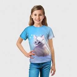 Футболка детская Заснеженный котик, цвет: 3D-принт — фото 2
