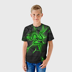 Футболка детская Razer neon logo, цвет: 3D-принт — фото 2