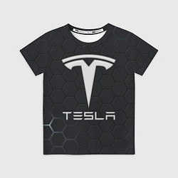 Футболка детская Tesla логотип - матовое стекло, цвет: 3D-принт