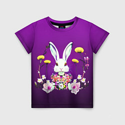 Футболка детская Кролик с одуванчиками, цвет: 3D-принт