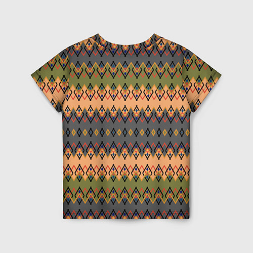 Детская футболка Желто-оливковый полосатый орнамент / 3D-принт – фото 2