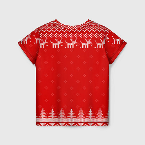 Детская футболка Новогодняя Маргарита: свитер с оленями / 3D-принт – фото 2