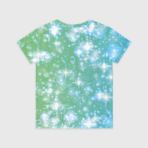 Детская футболка Сияющие серебряные блестки на зелено-голубом фоне / 3D-принт – фото 2