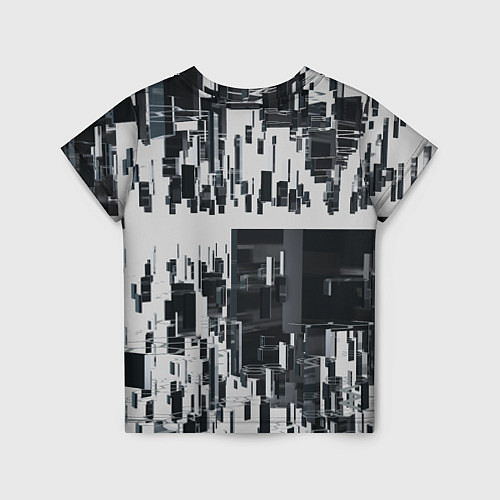 Детская футболка Геометрическое множество объёмных чёрно-белых фигу / 3D-принт – фото 2
