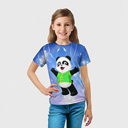 Футболка детская Панда разводит руками, цвет: 3D-принт — фото 2