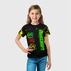 Футболка детская Minecraft - неоновые логотипы, цвет: 3D-принт — фото 2