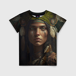 Футболка детская Девушка индеец, цвет: 3D-принт