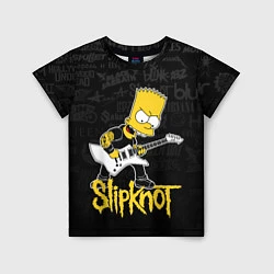 Футболка детская Slipknot Барт Симпсон рокер логотипы, цвет: 3D-принт