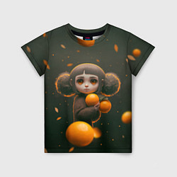 Футболка детская Милая девушка с мандаринами, цвет: 3D-принт
