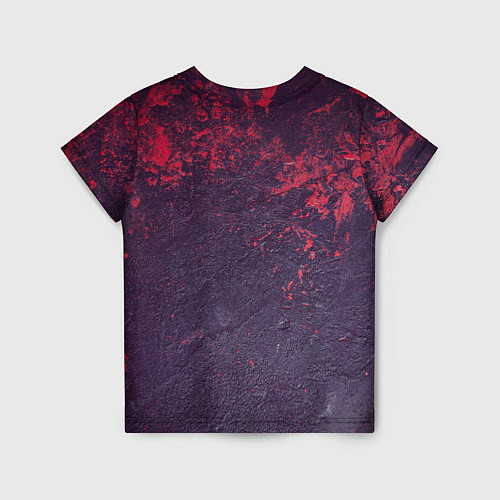 Детская футболка Наскальная чёрная текстура с красными брызгами / 3D-принт – фото 2
