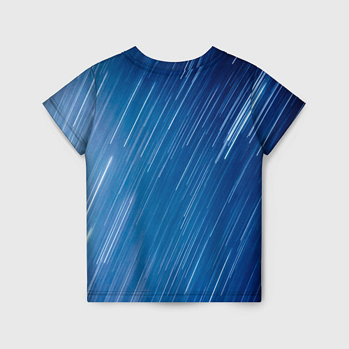 Детская футболка Белые полосы на синем фоне / 3D-принт – фото 2