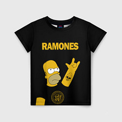 Футболка детская Ramones Гомер Симпсон рокер, цвет: 3D-принт