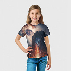 Футболка детская Галактика как ночное небо над пейзажем, цвет: 3D-принт — фото 2