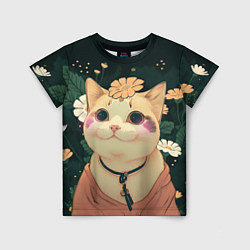 Футболка детская Смущённый мемный котик, цвет: 3D-принт