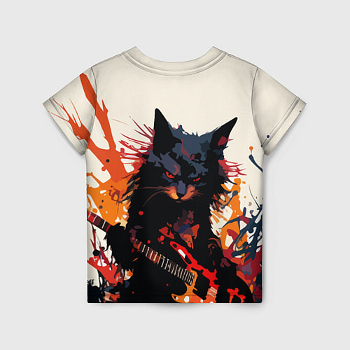 Детская футболка Black rocker cat on a light background - C-Cats co / 3D-принт – фото 2