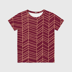 Детская футболка Красный фон и пудровые линии паттерн