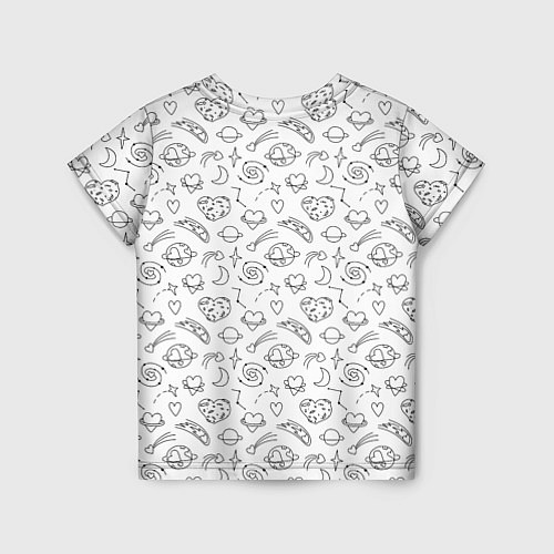 Детская футболка Дудлы с темой любви и космоса / 3D-принт – фото 2