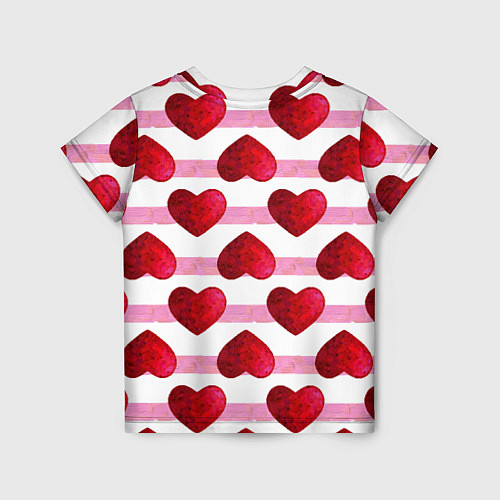 Детская футболка Сердечки и полоски - паттерн на день святого вален / 3D-принт – фото 2