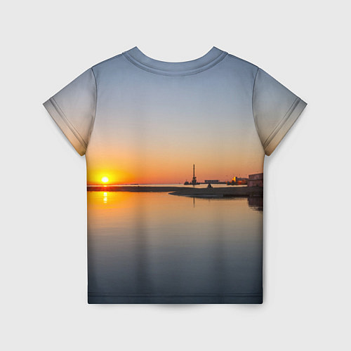 Детская футболка Санкт-Петербург, закат на Финском заливе / 3D-принт – фото 2