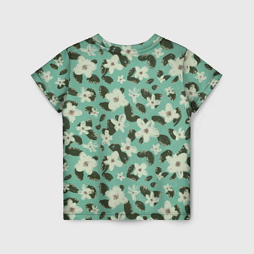 Детская футболка Абстрактные цветы на мятном фоне / 3D-принт – фото 2