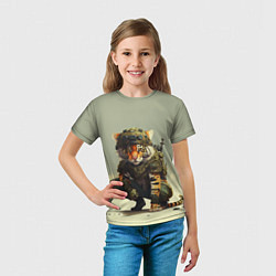 Футболка детская Милитари тигр, цвет: 3D-принт — фото 2