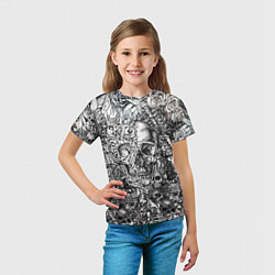 Футболка детская Татуировки черепов, цвет: 3D-принт — фото 2